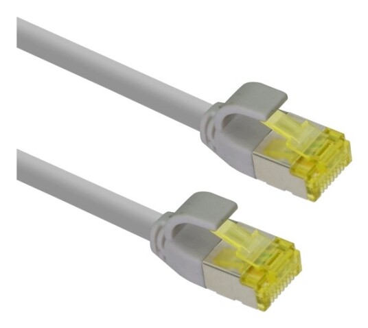 Helos Ultra Slim Patch-Kabel Rj-45 M Zu Rj-45 M 7.5 M S/Ftp Cat 6A Ieee 802.3Af/Ieee 802.3At/Ieee 802.3Bt Halogenfrei Ohne Haken Grau