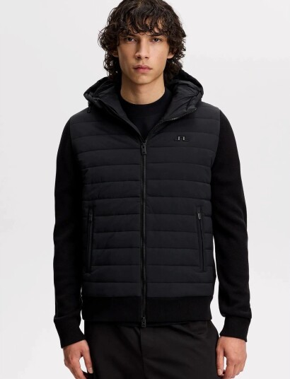 J. Lindeberg Ebbe Hybrid Knit Hoodie Black XXL J. Lindeberg Ebbe Hybrid Knit Hoodie Black XXL