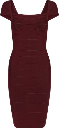 ROTATE Midi  Fitted Knit Dress   Burgundy   34