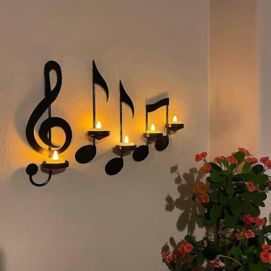 4 stk. Svart Noter Vegglampe Noter Lysestake Veggdekor Musikalske Noter Stil Lysestaker Hengende Veggskilt Musikk
