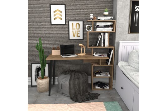 Skrivebord Zakkum 55x146,4x133 cm med oppbevaring Brun