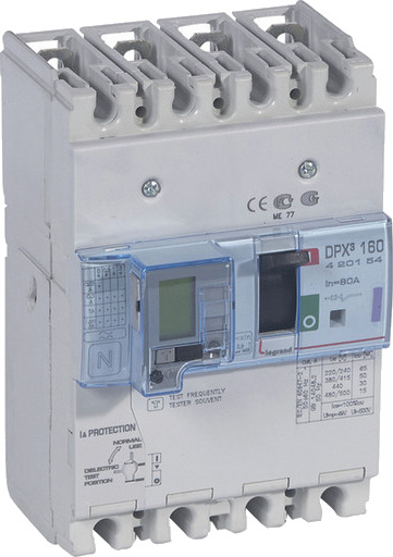 Legrand DPX3 160 Termisk Sikring + Jordfeil 4P 80A 50kA