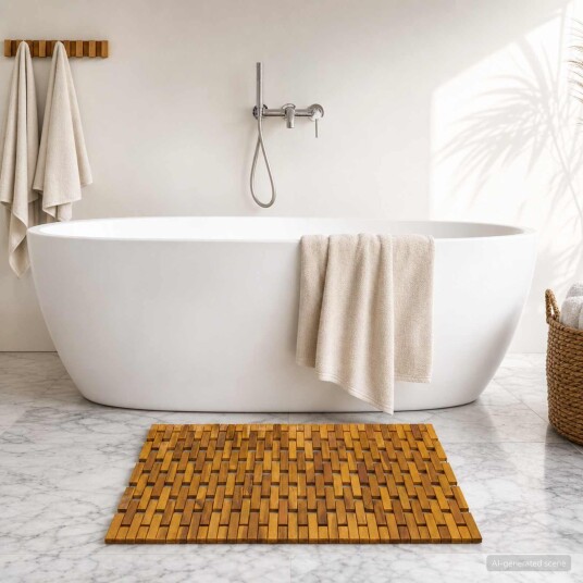 vidaXL Badematter Naturlig 55 x 80 cm Solid akasietre