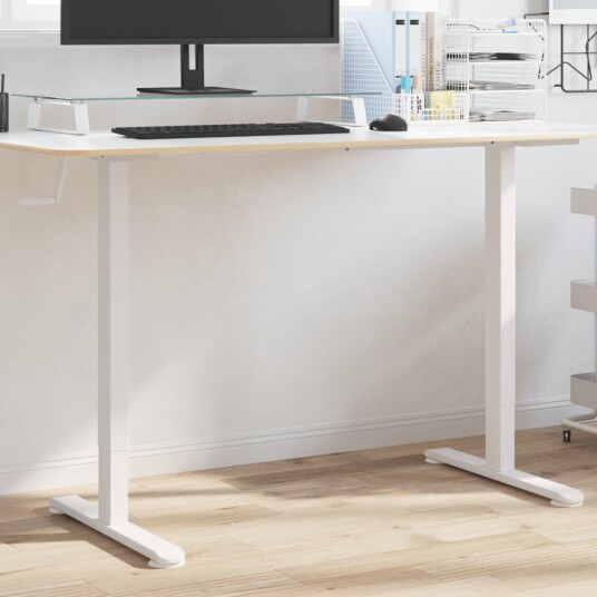 Stående ramme for skrivebord hvit 94-135x60x70-114 cm stål