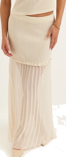 Bubbleroom Strucure Combined Maxi Skirt   Cream   S
