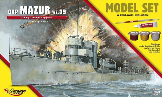Mirage ORP Mazur Artillerimodell Skipbyggesett 1:400