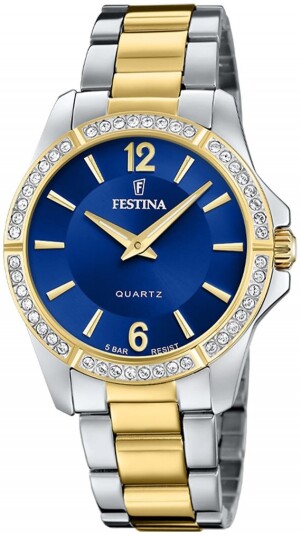 Festina Dameklokke F20594 2 Mademoiselle Blå/Gulltonet stål Ø34.5