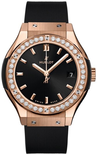 Hublot Dameklokke 581.OX.1480.RX.1104 Classic Fusion Sort/Gummi Ø33 Hublot Dameklokke 581.OX.1480.RX.1104 Classic Fusion Sort/Gummi Ø33