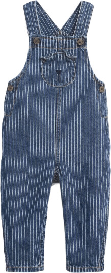 GAP Baby Denim Stripe Brannan Bear Overalls Blue 50/56