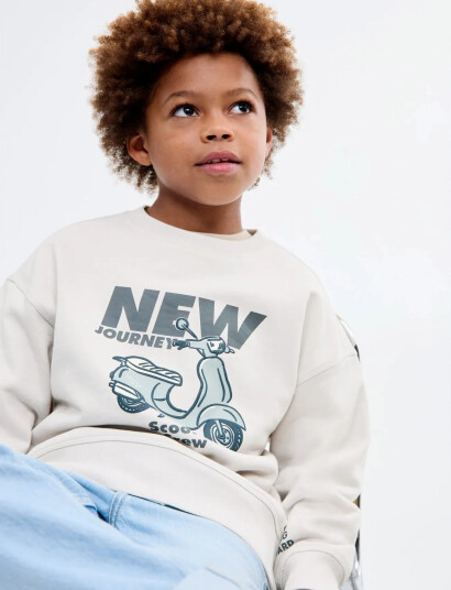 Mango Printed Cotton Sweatshirt Beige 11 12