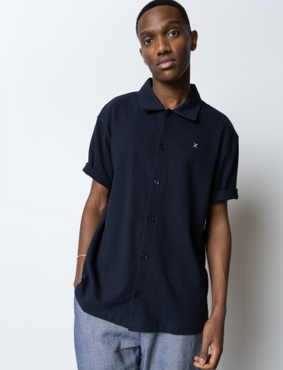 Clean Cut Copenhagen Calton Structured Shirt S/S - Navy - L