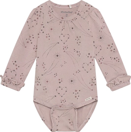 Minymo Body I/e - AOP - Bark - Minymo - 68 - Langermet Body Lilla Rosa - 62