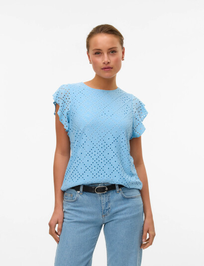 Vero Moda Vmtassa Sl Frill Top Noos - Blue - XS
