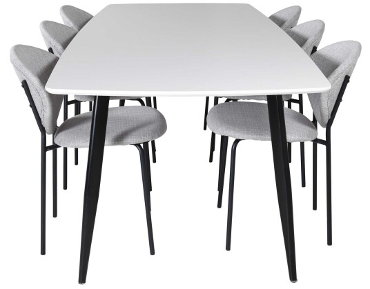 Venture Design Polar & Vault spisegruppe Hvit/grå 6 st stoler & bord 240 x 100 cm
