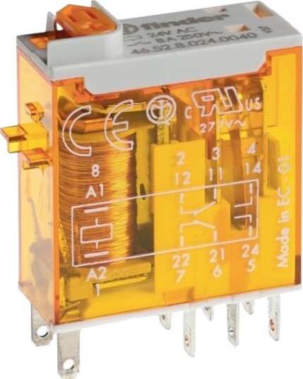 Finder Pluggrelé 46.52.9.024.0000T 24 V/Dc 8 A 2X Vekslere 1 Stk