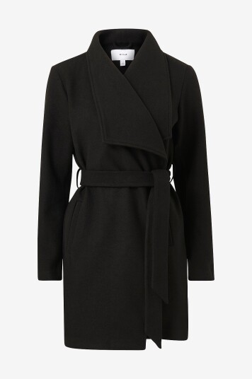 Vila Kåpe viCooley Collar Belt Coat Svart