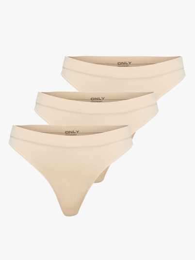 Only Vicky Rib S Les Thong 3 Pack Hvit XS/S
