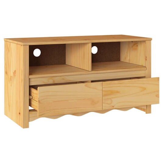 TV skap med skuff Brun 99 x 43 x 55 cm Massivt furutre TV skap med skuff Brun 99 x 43 x 55 cm Massivt furutre