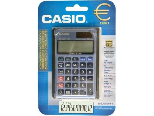 Casio Sl-320Ter+, Lomme, Grunnleggende, 12 Sifre, 1 Linjer, Batteri/Solcelle, Blå Casio Sl-320Ter+, Lomme, Grunnleggende, 12 Sifre, 1 Linjer, Batteri/Solcelle, Blå