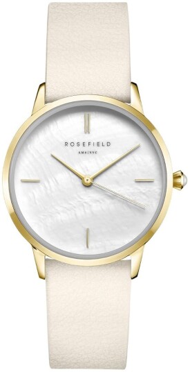 Rosefield Dameklokke RMBLG R04 The Pearl Edit Hvit/Lær Ø36 mm