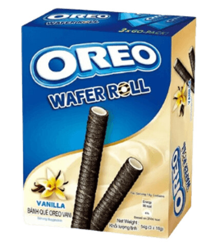 Oreo vanilla cream filled wafer rolls 54g