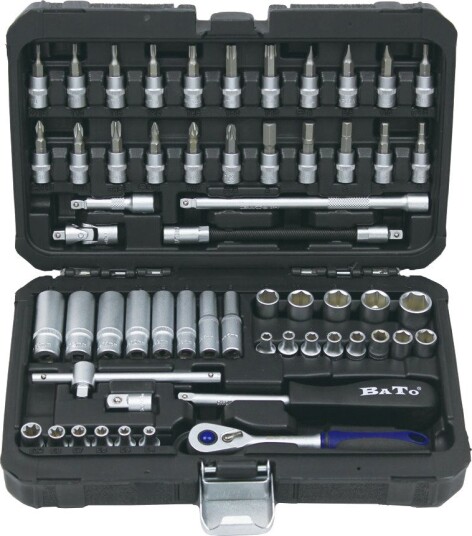 Bato Pipenøkkelsett 1/4" 6-Kant 4-14 mm Kort 6-13 mm Lang Bits 57 Deler