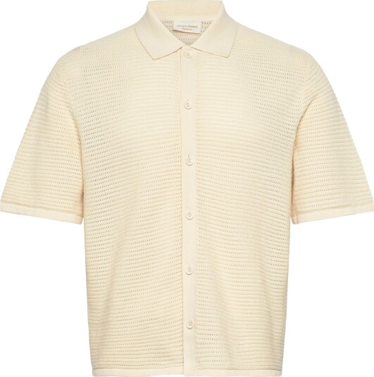 Jack & Jones Jormaine Knit Ss Polo Cardigan Sn   CreaM