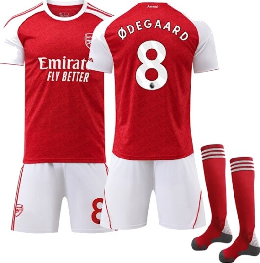 2526 Arsenal Hjemmedrakt Barn Fotballdrakt Kit med Sokker Nr 8 Ødegaard