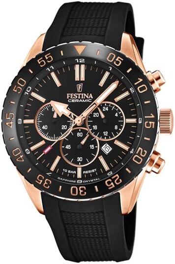 Festina Herreklokke F20516 2 Ceramic Sort/Gummi Ø44 mm