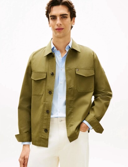 Tommy Hilfiger Cotton Nylon Shirt Jacket   Khaki green   S