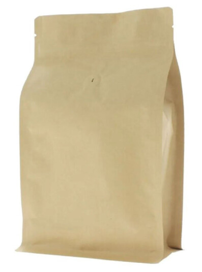 250g Flat Bottom Coffee Pouch with Zip Seal - Brown / Kraft Paper