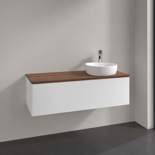Villeroy & Boch Antao Servantskap med 1 skuff 120x50x36 cm m/lys Hvit Matt/Valnøtt Villeroy & Boch Antao Servantskap med 1 skuff 120x50x36 cm m/lys Hvit Matt/Valnøtt