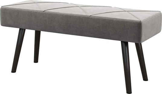 Grå fløyelsbenk med X mønster 100x36x45 cm