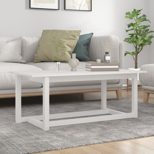 vidaXL Salongbord hvit 110x55x45 cm heltre furu vidaXL Salongbord hvit 110x55x45 cm heltre furu