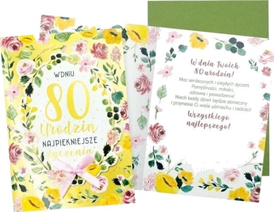 Kukartka Gratulasjonskort B6 Bursdag 80 Blomster