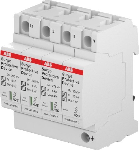 ABB Transientbeskyttelse Type 2+3, 3P+N, OVR T2-T3 3N 20-275 P QS