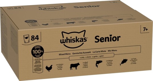 Whiskas Senior Porsjonsposer 7+ Blandet Utvalg I Gelé 84 X 85 G Whiskas Senior Porsjonsposer 7+ Blandet Utvalg I Gelé 84 X 85 G