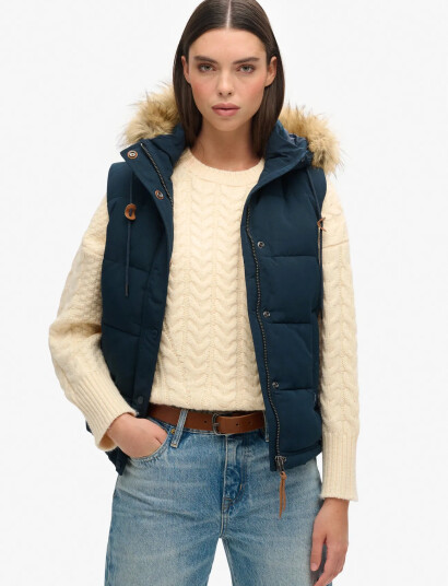 Superdry Vintage Everest Faux Fur Gilet - Navy - XL Superdry Vintage Everest Faux Fur Gilet - Navy - XL