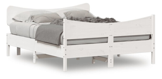 Sengeramme med hodegavl hvit 140x200 cm heltre furu 8721012454842