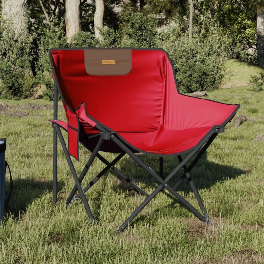 Campingstoler med lomme 2 stk sammenleggbar rød 366549