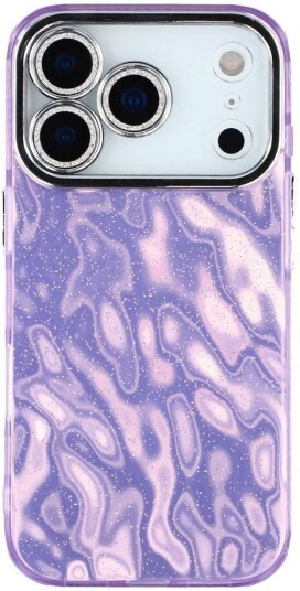 EIDERWOOD iPhone 17 Pro Hybrid Plast Deksel m. Innebygd Kameralinsebeskyttelse   Rynket Mønster / Lilla
