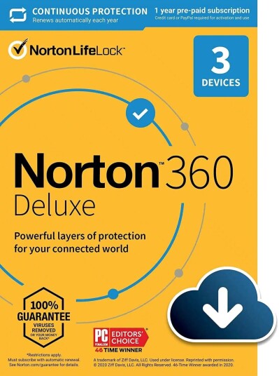 Norton 360 Deluxe 1 år / 3 enheter + 25GB skylagring