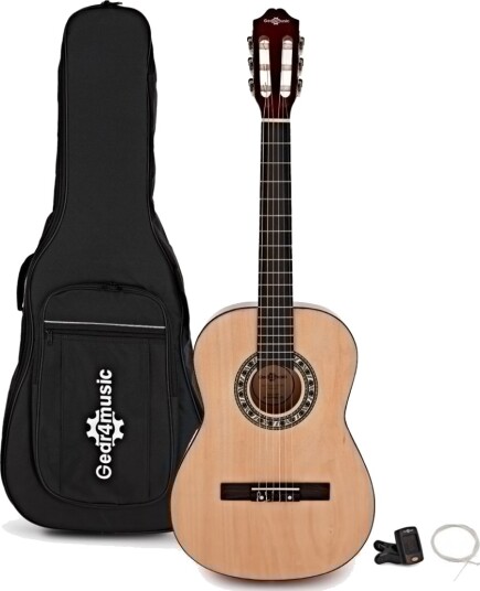 Gear4Music 3/4 Klassisk Gitar Natur Pakke