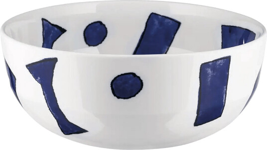 Alessi Salad Bowl In White Porcelain Pattern Design By Samiro Yunoki Blue D25CM