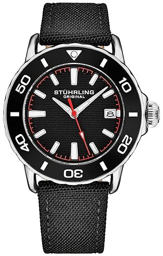 Stührling Original Herreklokke 4041.1 Explorer Sort/Lær Ø40 mm