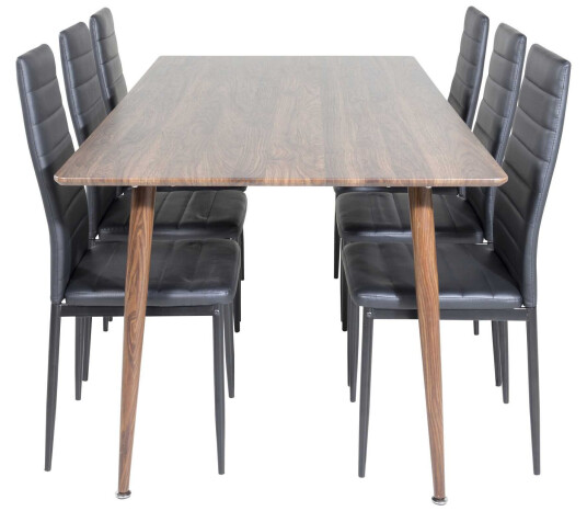 Venture Design Polar & Slim highback spisegruppe Brun/svart 6 st stoler & bord 180 x 90 cm