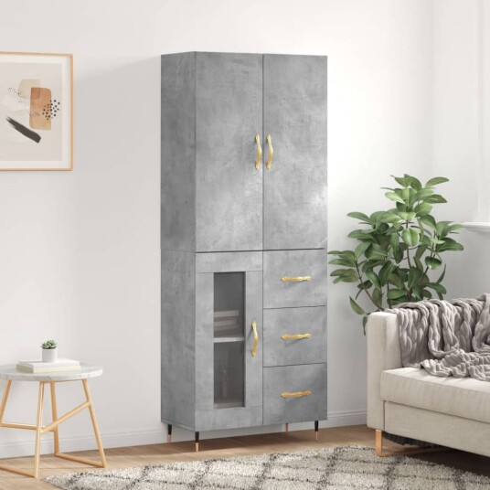 vidaXL Highboard betong grå 69,5x34x180 cm konstruert tre 8720845411923 vidaXL Highboard betong grå 69,5x34x180 cm konstruert tre 8720845411923