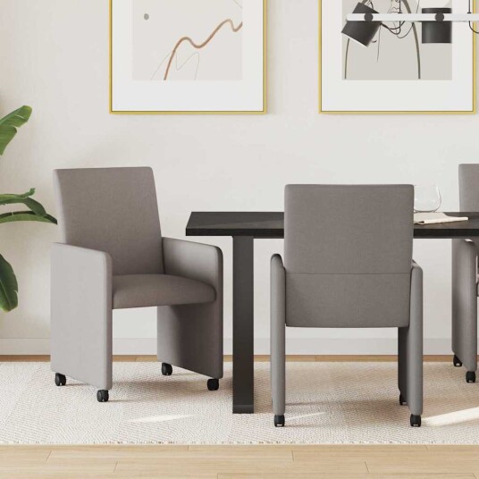 Spisebordsstoler med hjul 2 pcs Gråbrun 57 x 66 x 94 cm stoff Spisebordsstoler med hjul 2 pcs Gråbrun 57 x 66 x 94 cm stoff