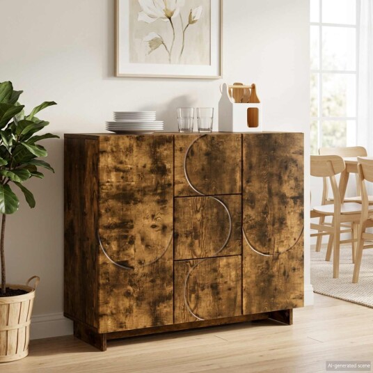vidaXL Serviesskap Røkt Eik 85,5 x 31 x 75 cm Konstruert tre