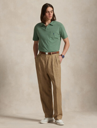 Polo Ralph Lauren Standard Fit Cotton-Linen Polo Shirt - Green - M Polo Ralph Lauren Standard Fit Cotton-Linen Polo Shirt - Green - M